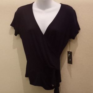 Vince Camuto Navy Surplice Knit Top
